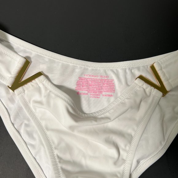 Victoria Secret Large L Cheeky Bikini Bottom V Hardware White Sexy - Picture 9 of 9